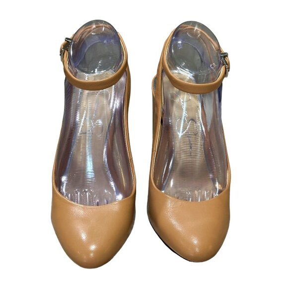 Jessica Simpson Mylana Leather Block Heel Pumps Size 7 Almond Toe Ankle Strap - Picture 3 of 10